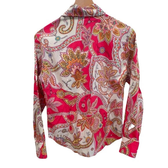 Too-She-She Vintage Vibrant Pink Paisley Button-Up Shirt- Small - Picture 2 of 8